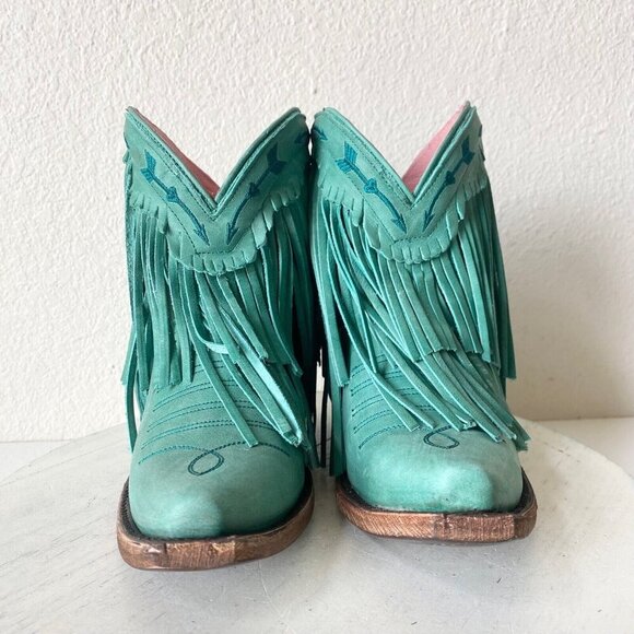 Junk Gypsy SPITFIRE Lane Boots 5  Womens Cowboy Bootie Turquoise Cowgirl Western - Picture 5 of 10